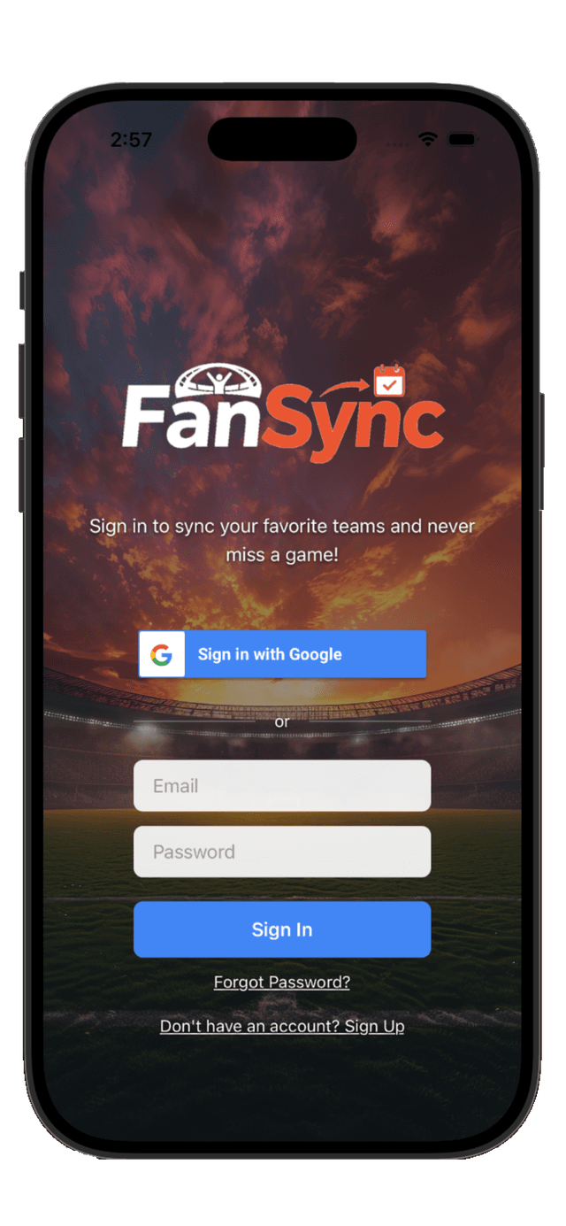 FanSync App Screenshot 1